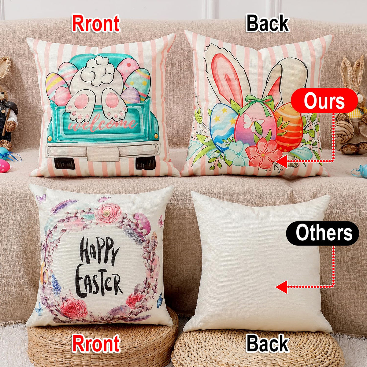 multiwins Christmas Pillow Covers 18x18 4Pcs Double-Sided Print Home Decor