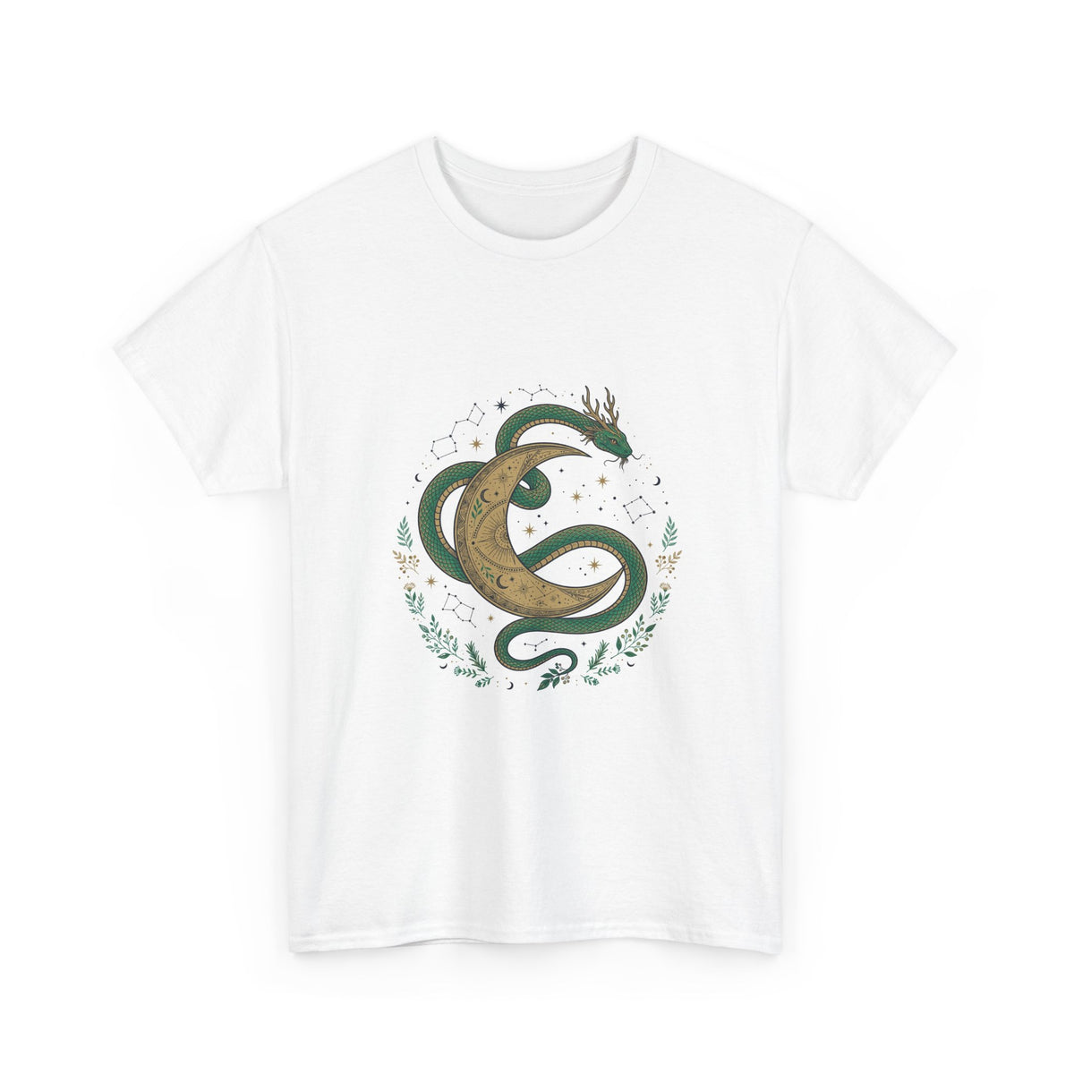 Celestial Snake and Moon T-Shirt | Mystical Serpent Tee