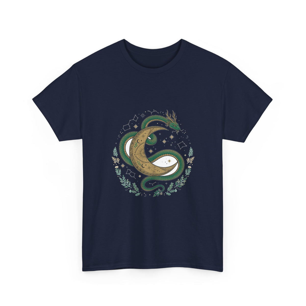 Celestial Snake and Moon T-Shirt | Mystical Serpent Tee