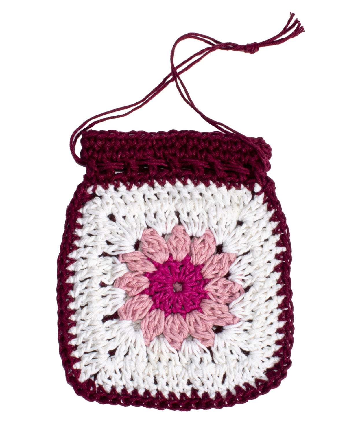 Hemp Yarn Crochet Kit - Pink Granny Square Pouch