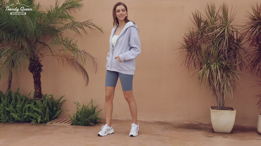 Women's Oversized Zip-Up Fleece Hoodie Sweatshirt