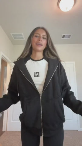 Women's Oversized Zip-Up Fleece Hoodie Sweatshirt