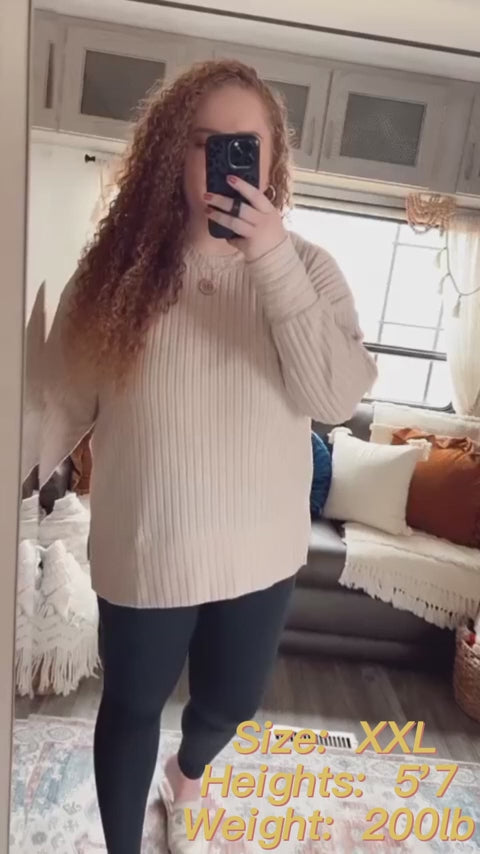 Women's Long Sleeve Crew Neck Lightweight Tunic Sweatshirt